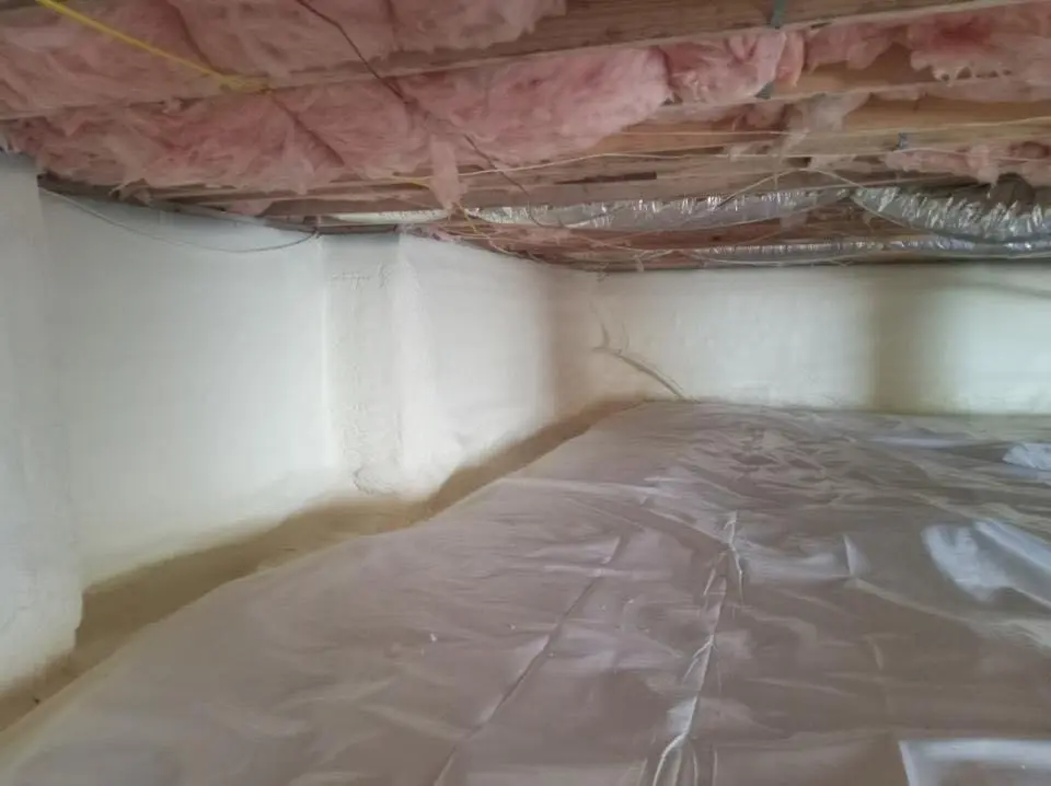 Crawl space encapsulation with closed-cell spray foam for Roof Leak Repair in North Plainfield